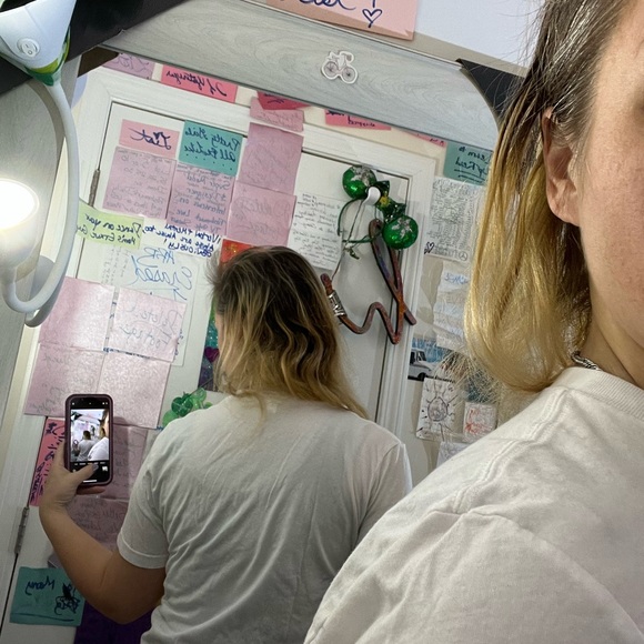 MY HAPPY PLACE DISNEY T TEE SHIRT EUC 775 WHITE COLORFUL - Picture 10 of 11